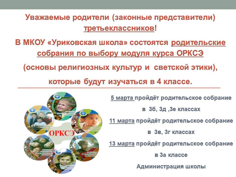 Информация для родителей по выбору модуля.